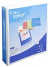 Exacompta Carpeta 4 Anillas Mixtas 50mm KreaCover Forrada PP A4+ Blanca con 3 Bolsos Exteriores