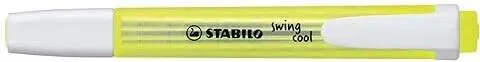 Stabilo Swing Cool Marcador Fluorescente - Cuerpo Plano - Punta Biselada - Trazo Entre 1 Y 4Mm - Tinta Con Base De Agua - Antisecado - Color Amarillo Fluorescente