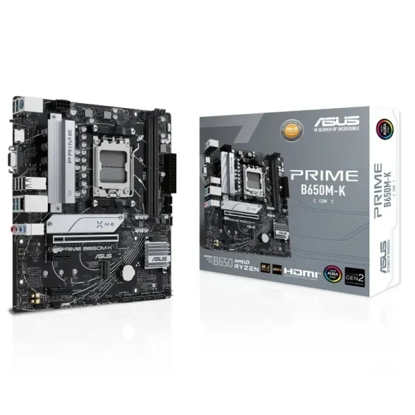 Asus Prime B650M-K Placa Base Amd Am5 2X Ddr5 - Hdmi, M.2, Pcie 4.0, 4X Sata Iii, Usb 2.0, 3.2, Rj-45, Vga, Factor Microatx