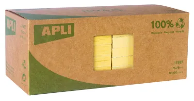 Apli Notas Adhesivas Recicladas Classic 75x75 mm - 12 Blocs de 100 Hojas