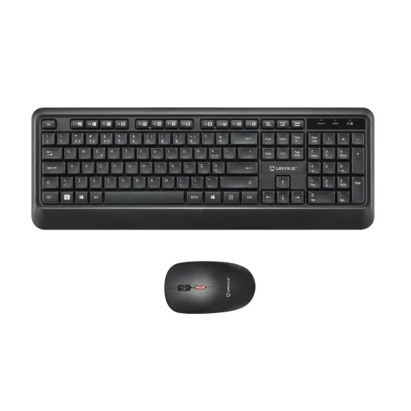 Unykach Uk39 Pack De Teclado Inalambrico Compacto + Raton Inalambrico 1600Dpi, 3 Botones, Uso Ambidiestro - Disposicion Portuguesa Qwerty Pt - Color Negro