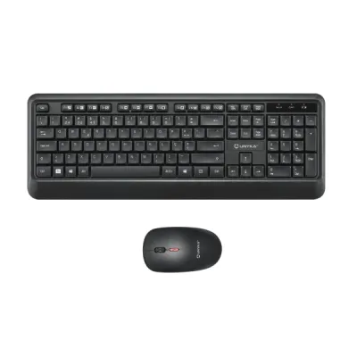 Unykach Uk39 Pack De Teclado Inalambrico Compacto + Raton Inalambrico 1600Dpi, 3 Botones, Uso Ambidiestro - Disposicion Portuguesa Qwerty Pt - Color Negro
