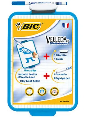 Velleda Pizarra Blanca 19x26 con Borrador y Rotulador Azul