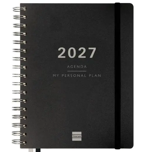Finocam Tempus Agenda Espiral 16 Meses Semana Vista Vertical 155x217mm Negro