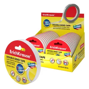 ErichKrause Cinta Adhesiva Doble Cara 12mm x 10m - Expositor 24 Uds.