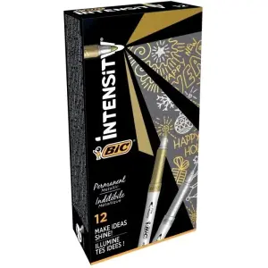 Bic Intensity Metallic Rotulador Permanente Punta Media 1.8mm Color Oro y Plata