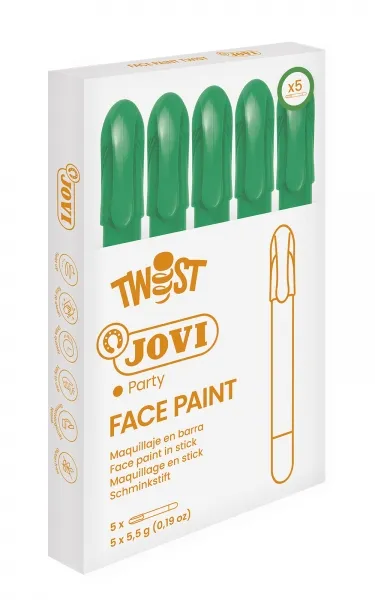 Jovi Twist Stick de Pintura de Cara Verde - Hipoalergénico, Base Agua, Secado Rápido