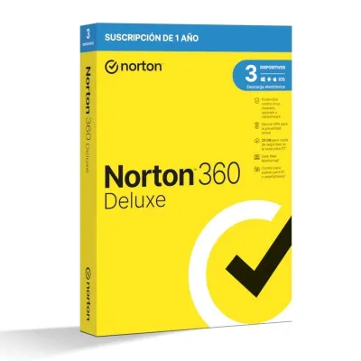 Norton 360 Deluxe 25GB 1 Usuario 3 Dispositivos 12 Meses Antivirus