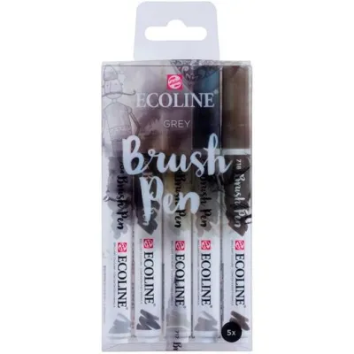 Talens Ecoline Brush Pen Rotuladores Punta Pincel Gris Estuche 5 Unidades
