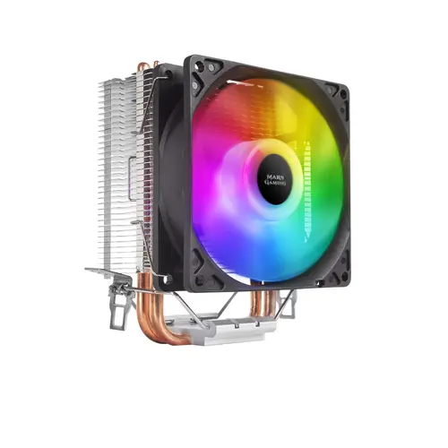 Ventilador Con Disipador Para Cpu Mars Gaming Mcpu Argb Aluminio Con Base De Cobre 2 Heatpipes Hct Tpd 130W Ventilador De 90Mm Silencio Pwm