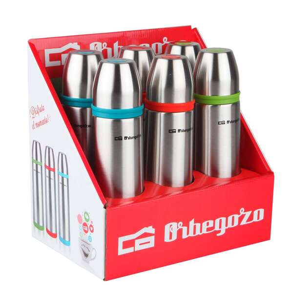 Orbegozo Set Termos Identificador De Bebidas - Acero Inoxidable Resistente - Bandas De Colores - Sistema Antiderrame - Conserva Temperatura Por Horas - Capacidad 500Ml