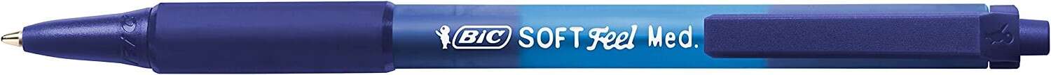 Bic Soft Feel Boligrafo Retractil - Punta Media De 1Mm - Cuerpo Translucido Con Grip - Color Azul