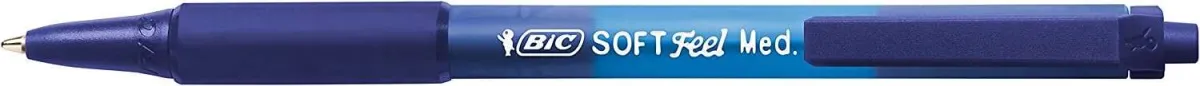 Bic Soft Feel Boligrafo Retractil - Punta Media De 1Mm - Cuerpo Translucido Con Grip - Color Azul