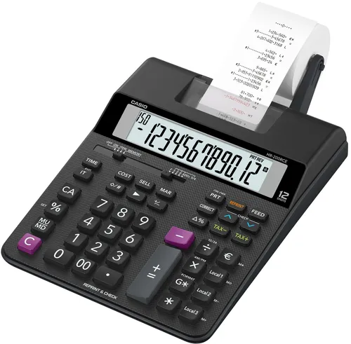CASIO CALCULADORA DE OFICINA CON IMPRESORA HR-200RCE 12 DÍGITOS NEGRO