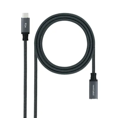Nanocable Cable Prolongador USB-C 3.2 Macho a Hembra - Gen2x2 20Gbps - 100W 5A - 4K 60Hz - 2m - Negro