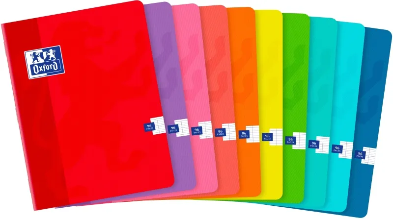 Oxford Libreta Grapada A5+ Cuadricula Seyes - 48 Hojas Con Margen - Tapa Blanda - Ideal Para Tomar Apuntes - Colores Surtidos