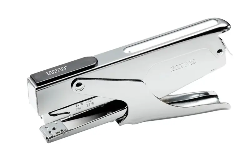 Novus B 38 Grapadora De Tenaza - Hasta 40 Hojas - Para Grapas 24/6-24/8 Y 26/6-26/8 - Grapado Temporal Y Permanente - Color Cromado