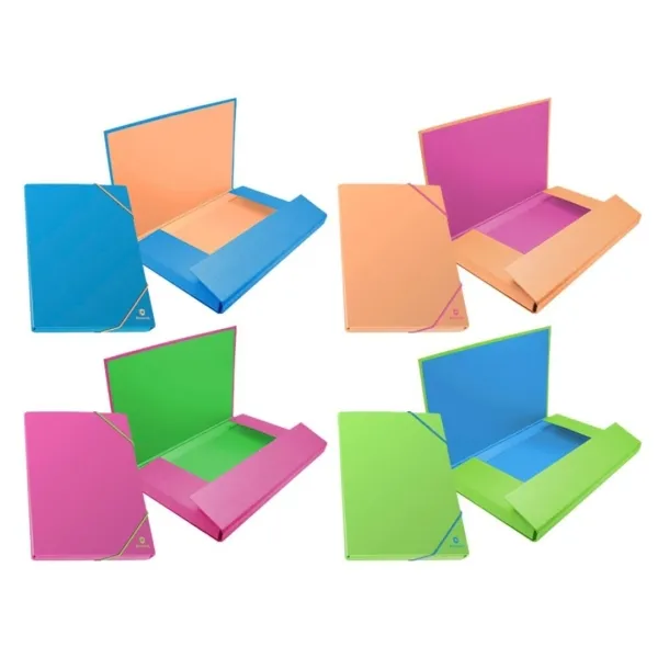 Bismark Carpeta Para Proyectos - Lomo De 30Mm - Fabricada En Carton - Cierre Con Gomas - Colores Neon Surtidos