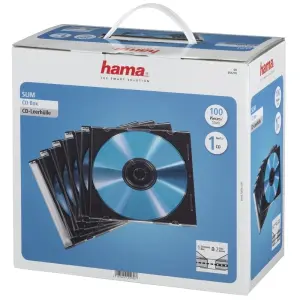 Hama Pack de 100 Cajas Vacías para CD/DVD - Poliestireno - 12.5x14.2x0.52cm - Negro