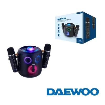 Daewoo DW3008 Altavoz Karaoke Portátil Bluetooth 15W con 2 Micrófonos Inalámbricos y Luces LED
