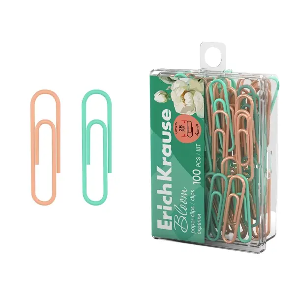 ErichKrause Pack de 100 Clips Recubiertos 28mm en Colores Surtidos