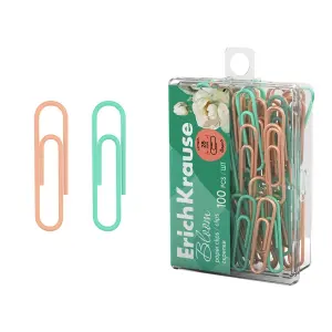 ErichKrause Pack de 100 Clips Recubiertos 28mm en Colores Surtidos
