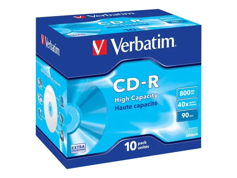 Verbatim CD-R 800MB 40X 10 Pack Jewel Case Superficie Extra Protection