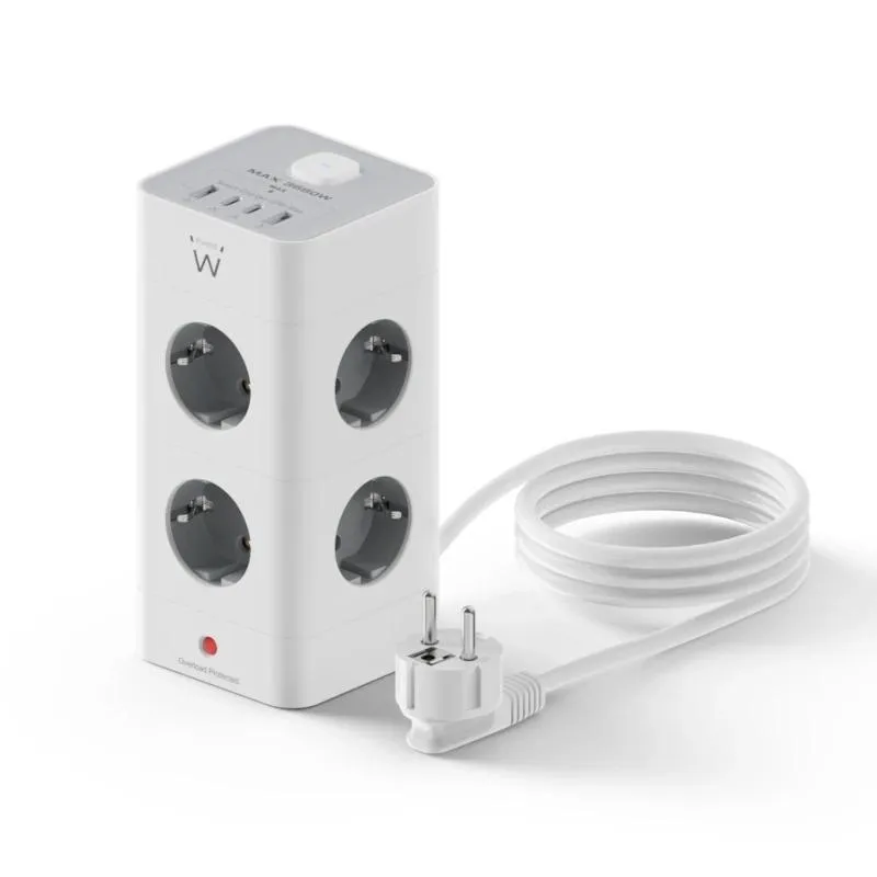 Ewent EW3864 Regleta 8 Tomas Schuko + 2 USB-A + 2 USB-C