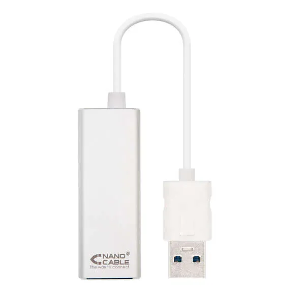 Nanocable Conversor Usb 3.0 A Ethernet Gigabit 10/100/1000 Mbps - 15Cm - Color Aluminio