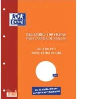 Oxford Recambio Paquete A4 80H + 20H Gratis 1 Línea Con Margen