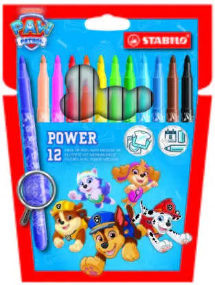 Stabilo Pack de 12 Rotuladores Patrulla Canina - Punta Media 2mm - Tinta Lavable