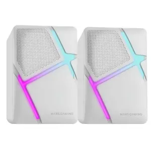 Mars Gaming Altavoces 2.0 MSHW Blancos 10W con Iluminación RGB y Control de Volumen