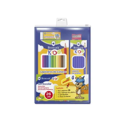 Bismark Pack Escolar Con 12 Lapices Hb, 12 Lapices De Colores, Afilalapiz Y Goma De Borrar