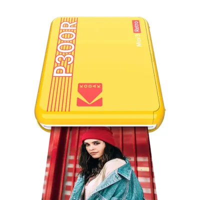 Kodak Mini 3 Retro P300R Impresora Fotografica Portatil Bluetooth - Formato De Impresion 7,6X7,6Cm - Alimentacion Por Bateria - Color Amarillo