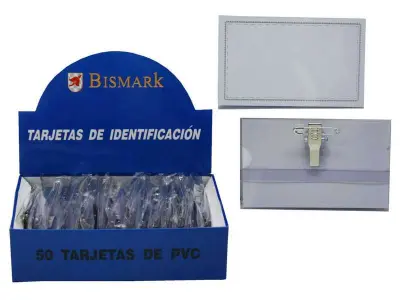 Bismark Portanombres con Pinza y Alfiler 9,5x5,7cm con Uñero para Intercambio de Etiquetas