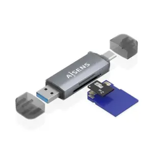Aisens Lector de Tarjetas USB-C y USB-A Compatible con SD, Micro SD y MMC - USB 3.1 Gen1