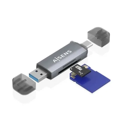 Aisens Lector de Tarjetas USB-C y USB-A Compatible con SD, Micro SD y MMC - USB 3.1 Gen1