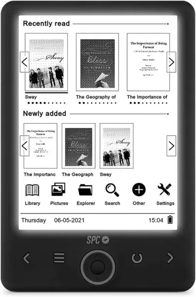 SPC eBook Dickens Light 2 6" 8GB microSD Card