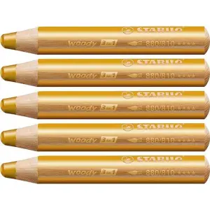 Stabilo Woody 3 En 1 Lápices De Colores Oro Estuche 5 Unidades