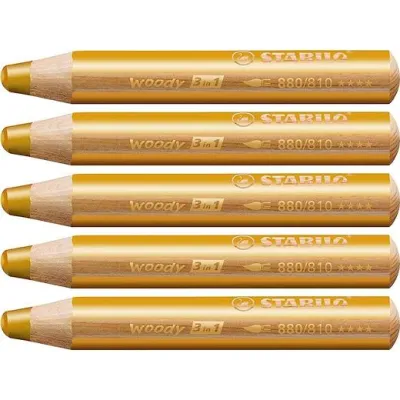 Stabilo Woody 3 En 1 Lápices De Colores Oro Estuche 5 Unidades
