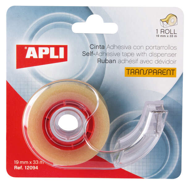 Apli Porta Cinta Home Con Cinta Adhesiva Transparente - 19Mm X 33M - Facil De Usar Y Transportar - Ideal Para El Hogar Y La Oficina - Transparente