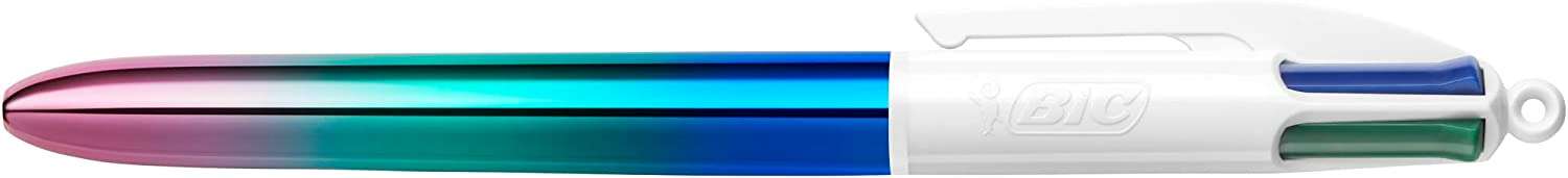 Bic 4 Colours Gradient Expositor De 30 Boligrafos De Bola Retractiles - Punta Media De 1.0Mm - Tinta Con Base De Aceite - Cuerpo Blanco/Degradado Tricolor - 4 Colores