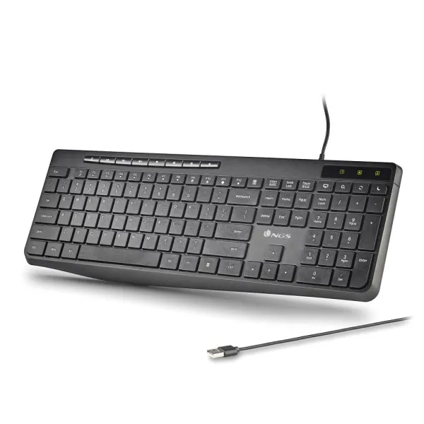 Ngs Spectra Teclado Usb Ultra Slim - Usb-A - Silencioso - Indicadores Led - Color Negro