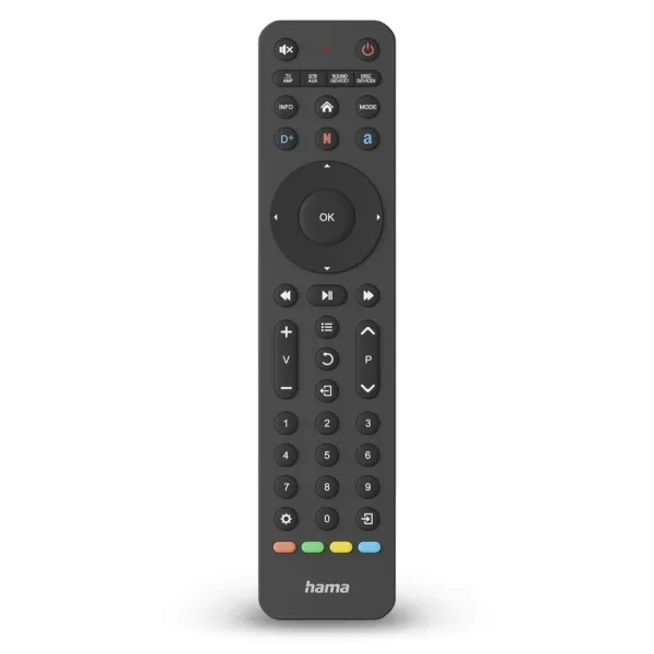 Hama Mando A Distancia Para Tv - Universal - Alcance 10M - 43 Botones - Acceso Directo A Plataformas De Streaming - Permite 8 Dispositivos Simultaneos - 20.2X4.7X2.1Cm - Color Negro