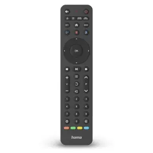 Hama Mando a Distancia para TV - Universal - Alcance 10m - 43 Botones - Acceso Directo a Plataformas de Streaming - Permite 8 Dispositivos Simultaneos - 20.2x4.7x2.1cm - Color Negro