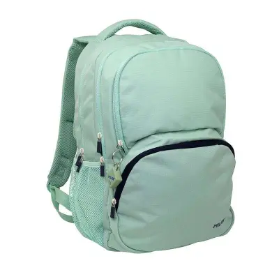 Milan Mochila Escolar 25L con 3 Bolsillos Delanteros y 2 Laterales - Verde 46,5x30x17cm