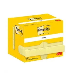 Post-It Notas Adhesivas 653 100H 38x51mm Amarillo Canario Paquete 12 Unidades