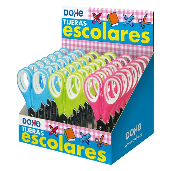 Dohe Expositor 24 Tijeras Escolares 125mm Acero Inoxidable Puntas Redondeadas