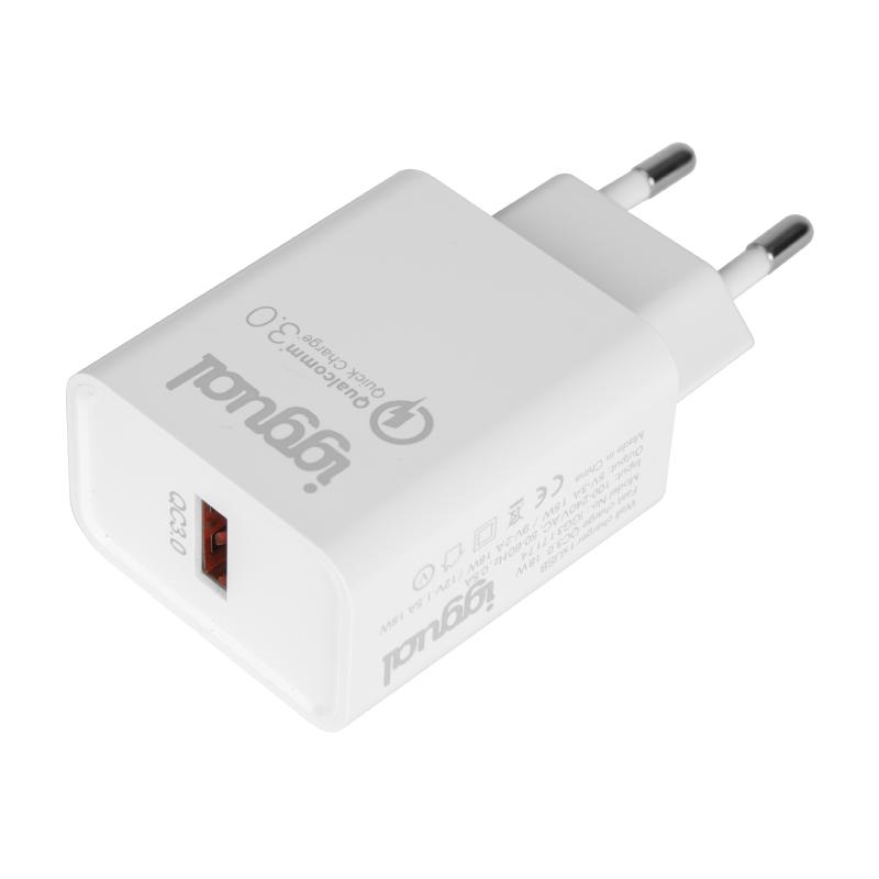 Iggual Cargador 1Xusb-A Carga Rápida Qc3.0 18W