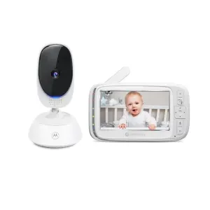 Motorola VM75 Vigilabebés con Cámara 5" - Comunicación Bidireccional y Sensor de Temperatura - Color Blanco